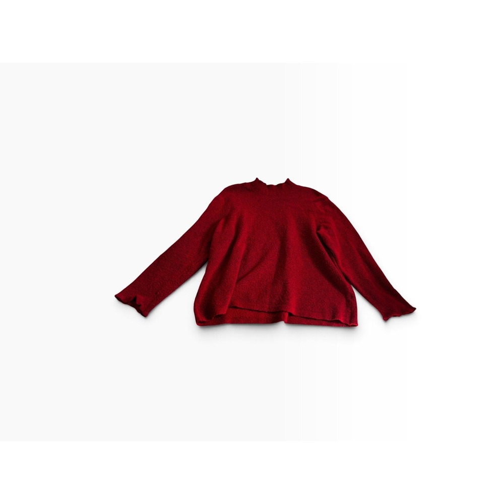 Sigrid Olsen Sport Sweater 1X Red Boucle Wool Blend Mock Neck Cozy